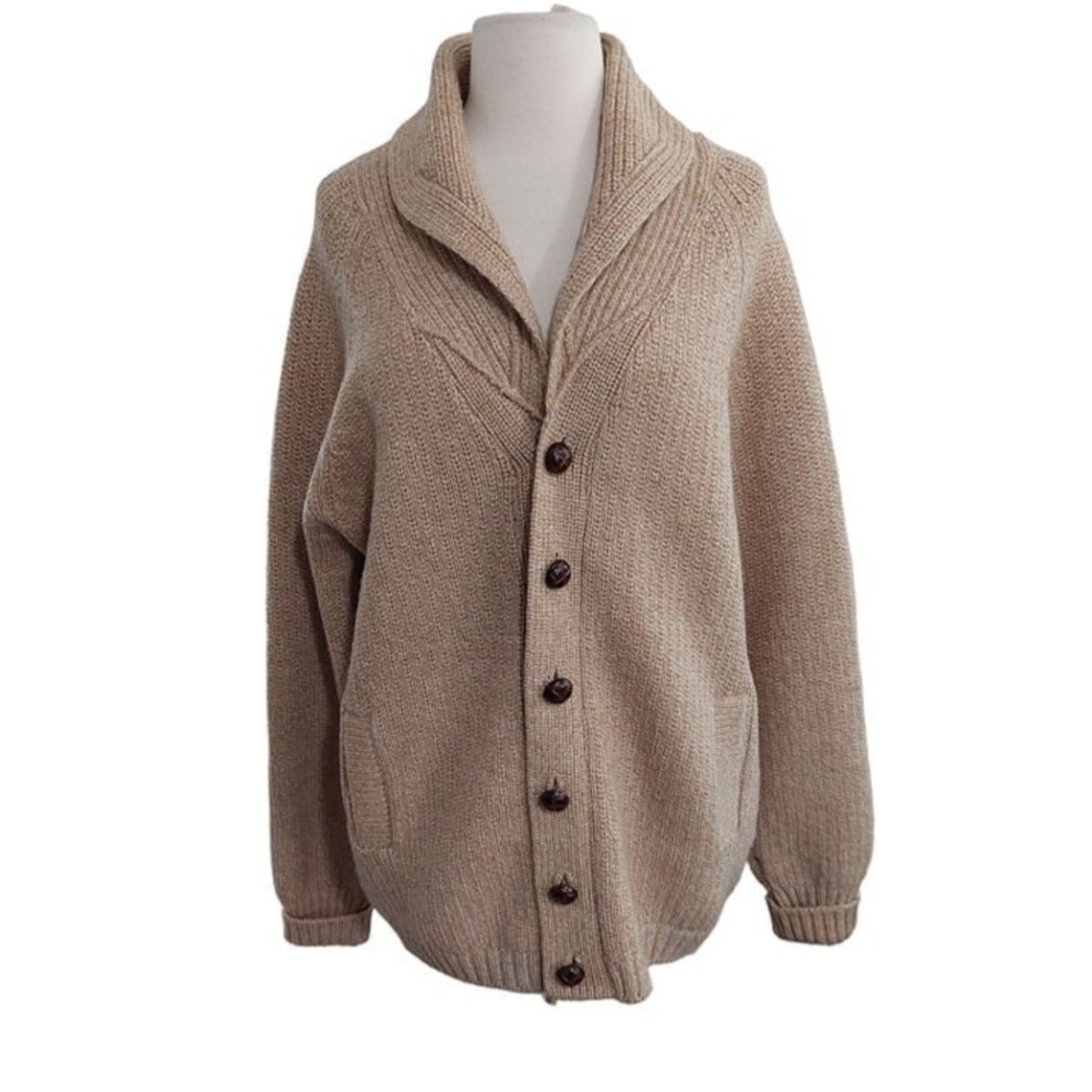 Pendleton Mens Brown Knit Wool Cardigan Sweater Size Medium